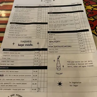 sushi and sashimi, menu