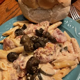 Pink Pepper pasta w/ mushrooms.