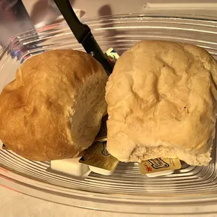 XL rolls with softened butter