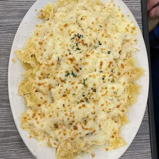 Baked buttered bow tie pasta