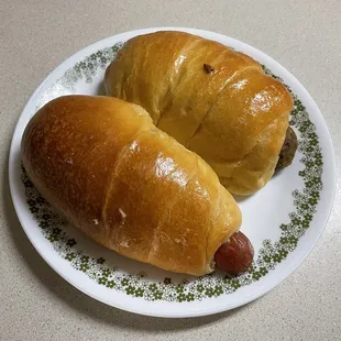 Large sausage &amp; cheese and a spicy boudain kolache.