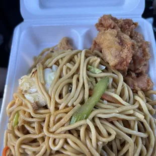 Chow mien and Spicy Chicken