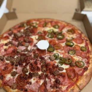 All meat combo/pepperoni with Jalapeños