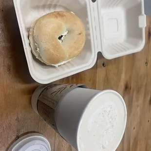 Bagel and large specialty coffee- honey lavender