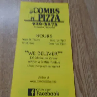 a menu for a restaurant