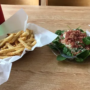 Spinach salad &amp; French fries