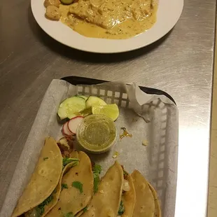 two plates of food on a table