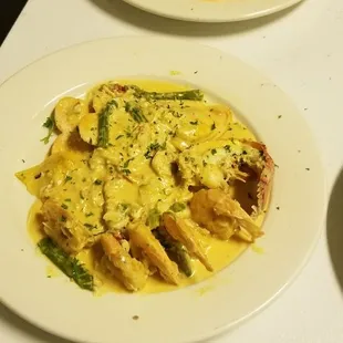 two plates of food on a table