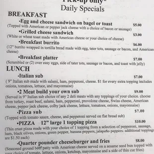 breakfast menu