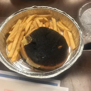 a burger and fries