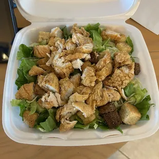 Fried chicken caesar salad