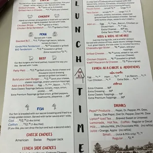 Lunch menu