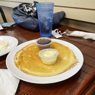 Single pancake and an egg