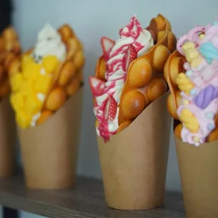 a row of ice cream cones