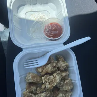 Not a fan of the popcorn chicken and disappointed in sauce choices