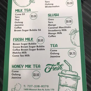 menu