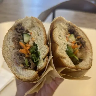 The beef &amp; onion Banh Mi.  Excellent gateway sandwich for those new to Banh mi.