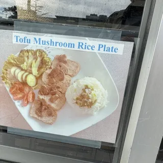 Stir-Fried Tofu-Mushroom Rice Plate