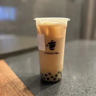 Black Tea with fresh milk and boba