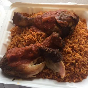 Jollof rice with grilled chicken