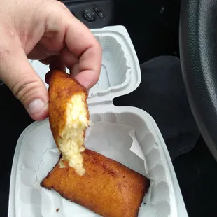 a person eating a donut