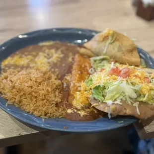 Shredded Beef Taco &amp; Cheese Enchilada &amp; Been tostada
