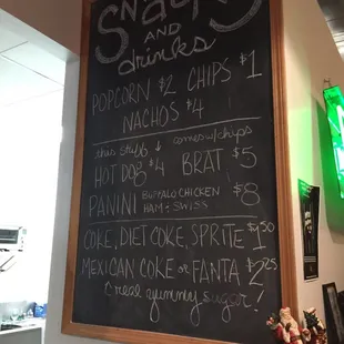 snack menu