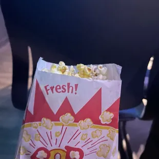 FREE POPCORN!! And soooo DELICIOUS