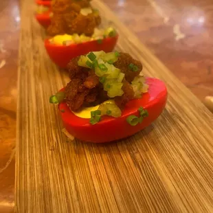 Memphis hot chicken deviled egg