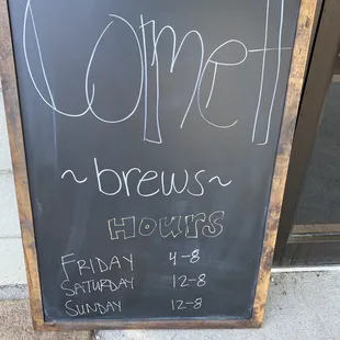 a chalkboard with a menu written on it