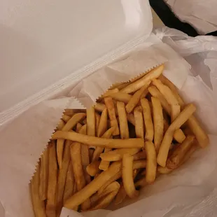 Large fries. Generous portion but needs salt.