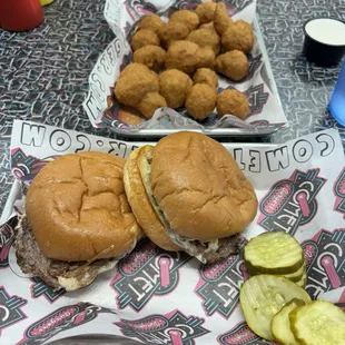 Sliders and Fried Mushrooms