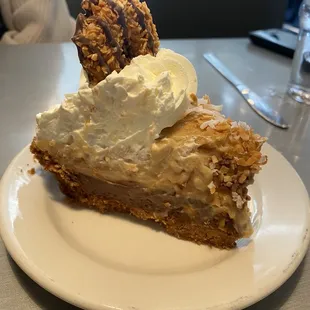 a piece of pie on a plate