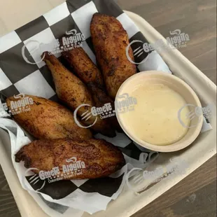 Sweet plantains with Queso dip.