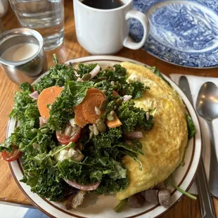 Kale salad and omelette