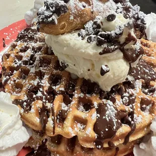 Cannoli stuffed waffles