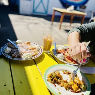 Spiced cherry crepes, salted caramel crepes, and loaded potatoes!