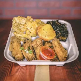 a tray of food on a table