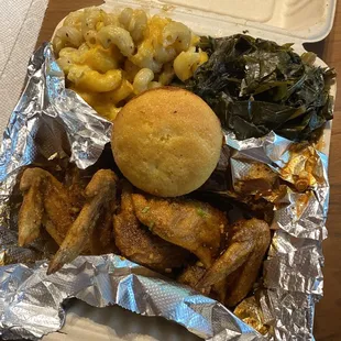 Dinner special with Cousin Kina's S'mac &amp; Cheese and Clean Mean Collard Greens