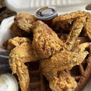 Chicken &amp; waffles to go