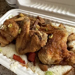 Brunch Bowl to go (eggs and potatoes hidden beneath)