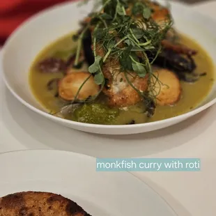 Monkfish curry with roti