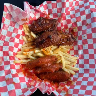 Honey chipotle and hot Buffalo