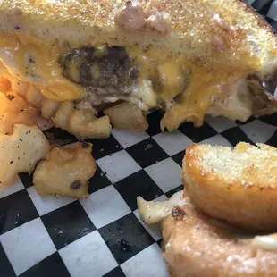 The cheesy goodness! #Sourdough Burger 8/10 (the dudes rating!) on 03/13/22