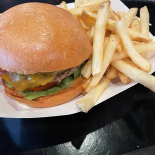 Cheeseburger and fries