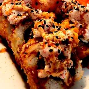 a close up of a plate of food