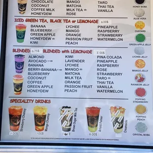 a menu for a fast food restaurant
