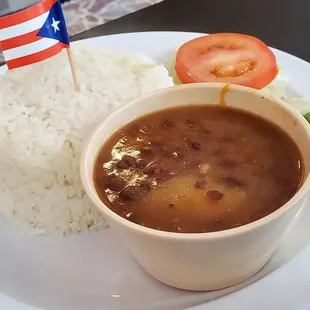 White rice and beans