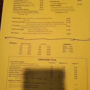 The menu
