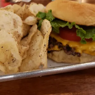 Burger with house chips-very good!